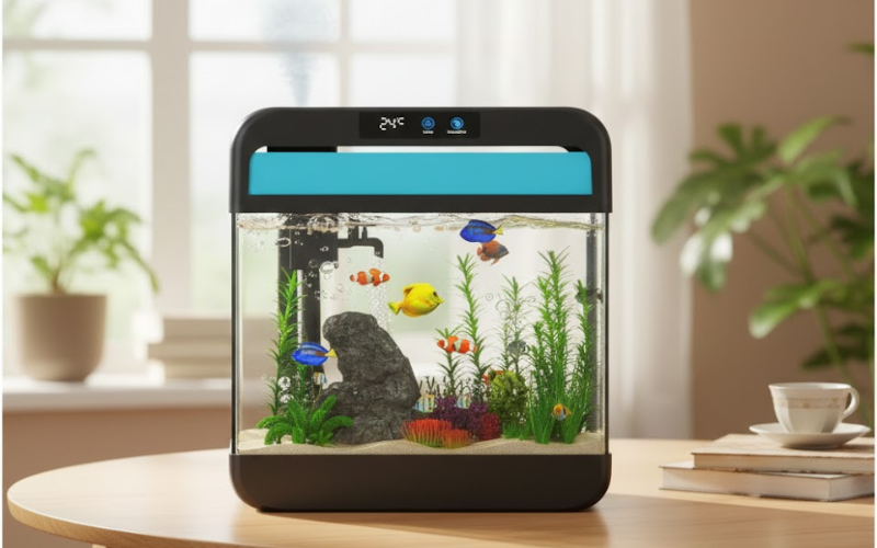 JPHYLL 2.2 Gallon Fish Aquarium with Humidifier